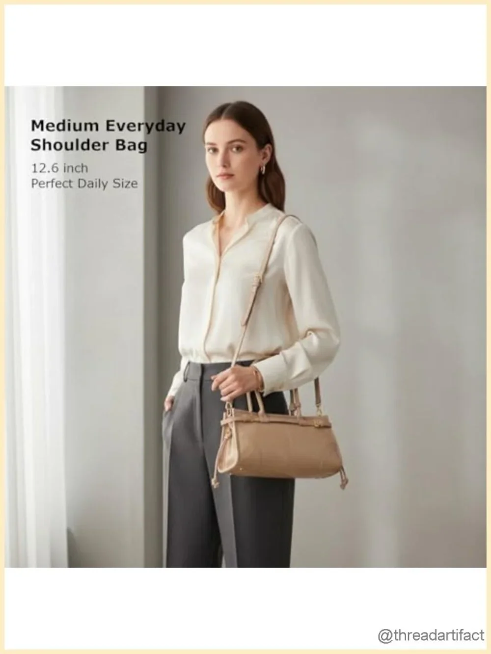 Faux Leather Structured Shoulder Crossbody Bag with Detachable Strap